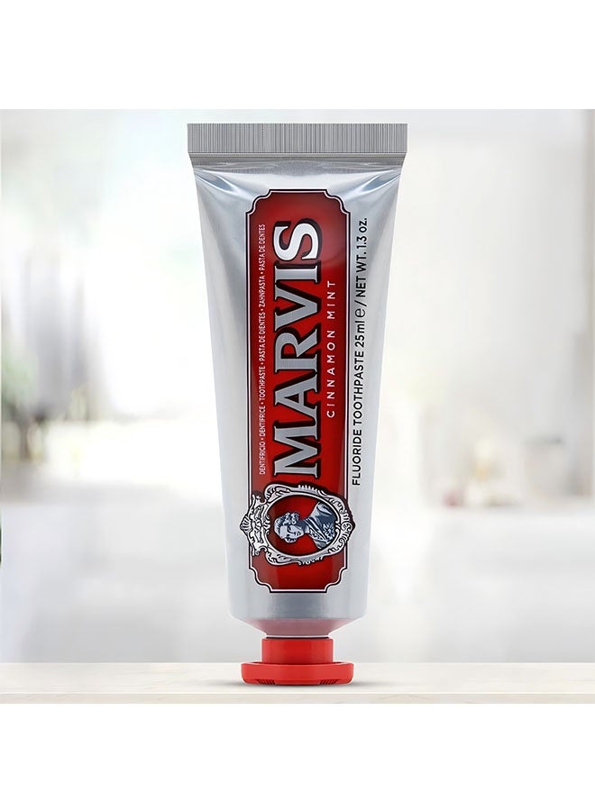 Marvis Cinnamon Mint Toothpaste 25ml, Teeth and Gum Cleanser, Long Lasting Freshness - Image 4