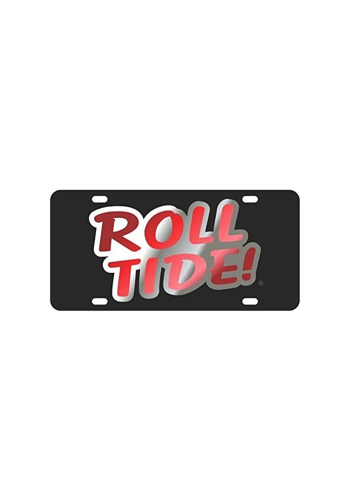 Dixie Dawgs Laser Cut Alabama Roll Tide License Plate Car Tag - Black