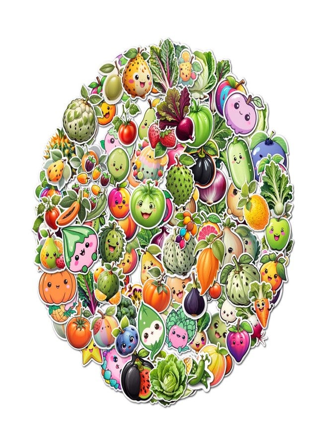 EXO DECOR Fruit & Vegetable Stickers - 120 PCS Fruits Stickers for Laptops, Guitars, Phones, Pads, Skateboards, Bicycles, Motorcycles, Helmets - Waterproof_1238 C - Image 1