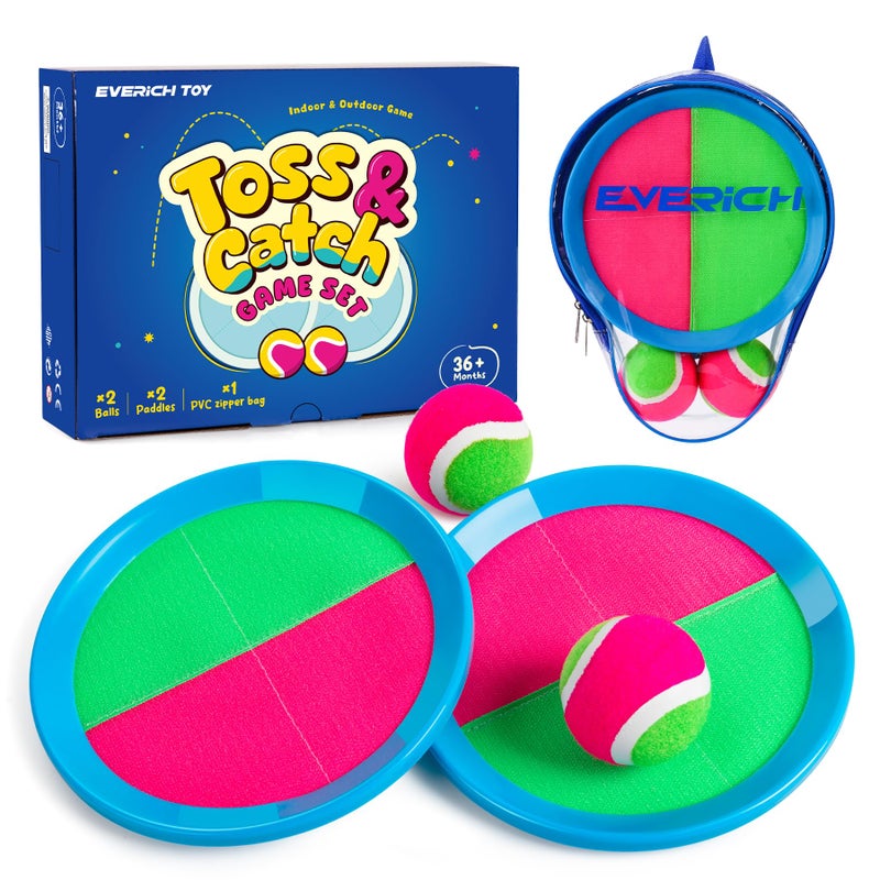 EVERICH TOY EVERICH Upgraded Toss and Catch Ball Game Set Indoor and Outdoor Games for Kids 312 Beach Sand Pool Water Toy Includes 2 Paddles 2 Sticky Balls Great Birthday Easter Gifts for Boys Girls - Image 3