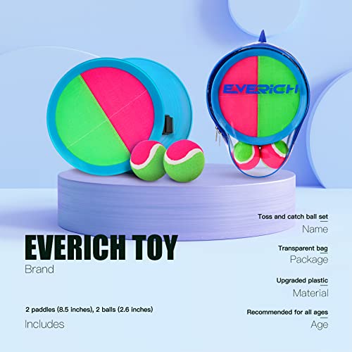 EVERICH TOY EVERICH Upgraded Toss and Catch Ball Game Set Indoor and Outdoor Games for Kids 312 Beach Sand Pool Water Toy Includes 2 Paddles 2 Sticky Balls Great Birthday Easter Gifts for Boys Girls - Image 5