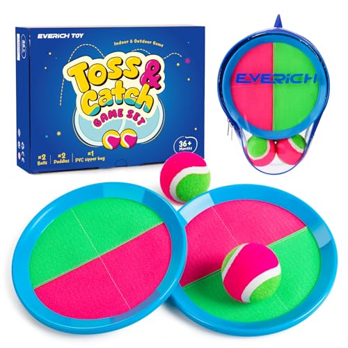 EVERICH TOY EVERICH Upgraded Toss and Catch Ball Game Set Indoor and Outdoor Games for Kids 312 Beach Sand Pool Water Toy Includes 2 Paddles 2 Sticky Balls Great Birthday Easter Gifts for Boys Girls - Image 1