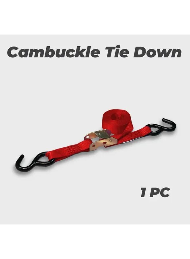 1pc Red Heavy Duty Tie Down Straps 3m with Coated S Hooks for Cargo Motorcycle - Image 1