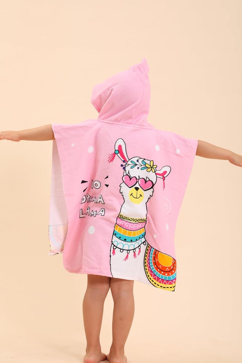 TEHALK Kids Hooded Beach Towels, 24" x 24", Alpaca Unicorn Pattern, Polyester, Machine Washable - Image 3