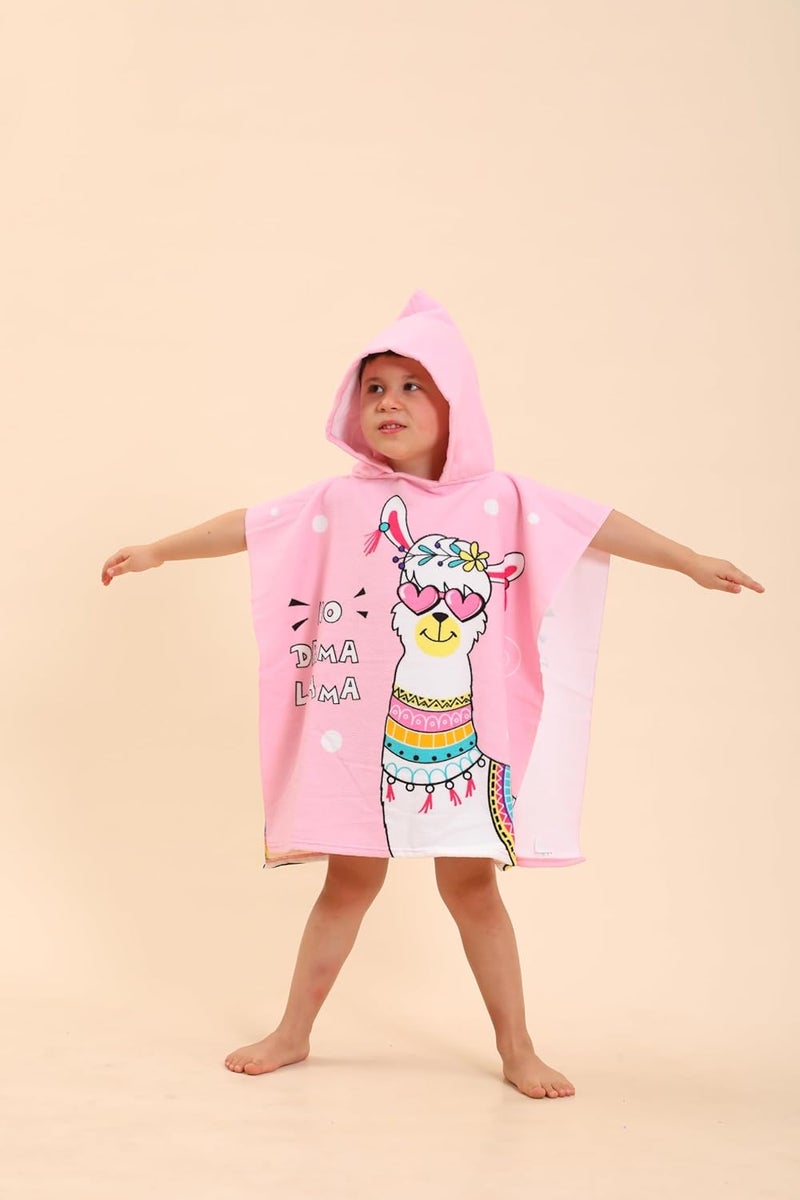 TEHALK Kids Hooded Beach Towels, 24" x 24", Alpaca Unicorn Pattern, Polyester, Machine Washable - Image 2