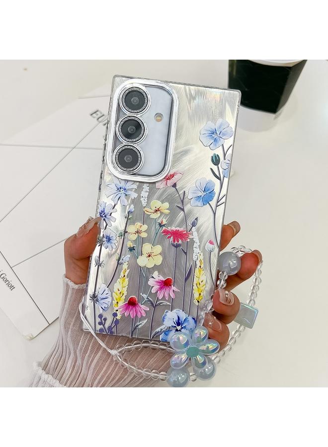 S-TOP Case For Samsung Galaxy A35 5G Electroplating Flowers Plants Texture Wristband TPU Phone Case - Image 1