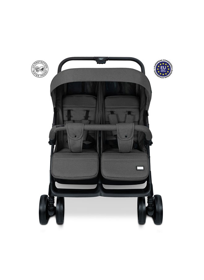 neobreez DUADX Sibling/Twin/Double Side by Side Baby Toddler Stroller,  Pushchair, One-Hand Fold,  Waterproof Canopy,  Gift And String Bag, Phone Holder, Toy Strap, Reflective Sticker, 0-3yrs, 30kg, 3yrs warranty  - Image 2