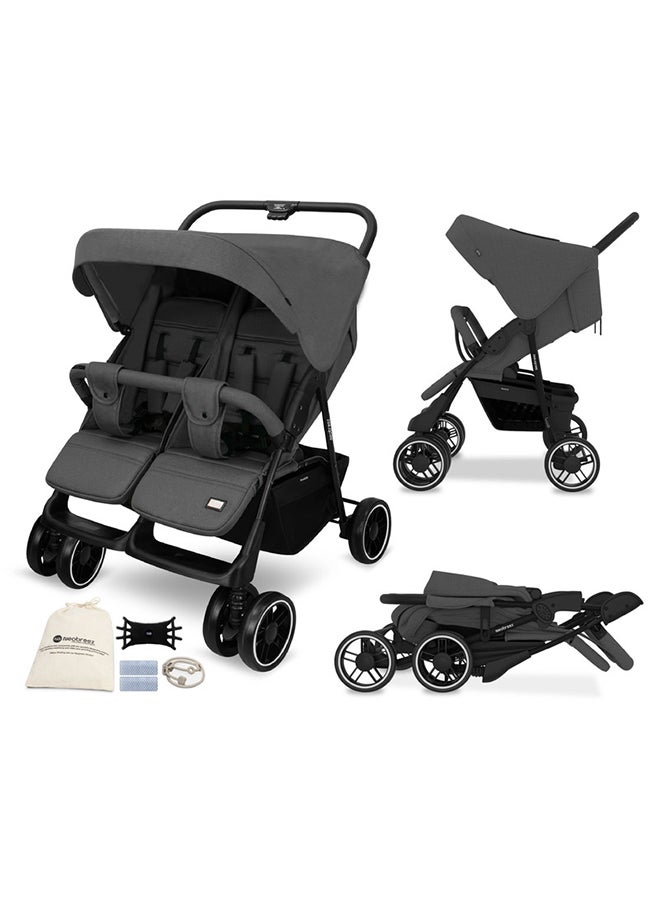 neobreez DUADX Sibling/Twin/Double Side by Side Baby Toddler Stroller,  Pushchair, One-Hand Fold,  Waterproof Canopy,  Gift And String Bag, Phone Holder, Toy Strap, Reflective Sticker, 0-3yrs, 30kg, 3yrs warranty  - Image 1
