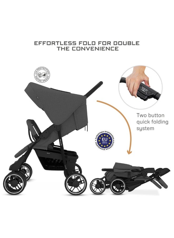 neobreez DUADX Sibling/Twin/Double Side by Side Baby Toddler Stroller,  Compact Baby Trolley Pushchair, One-Hand Fold,  Waterproof UPF 50+ Canopy, 0-3yrs,  30kg, 3yrs Warranty - Image 5