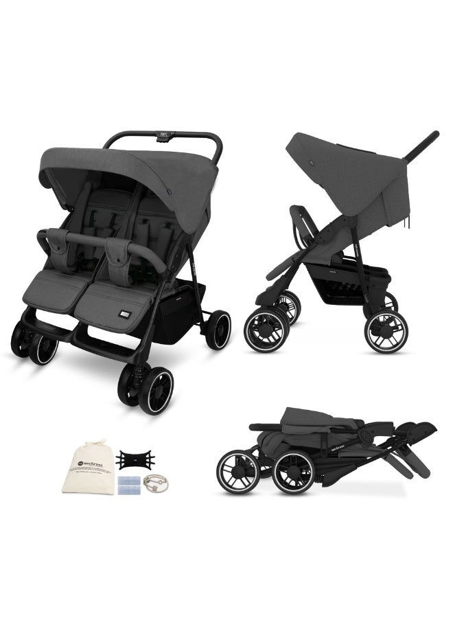neobreez DUADX Sibling/Twin/Double Side by Side Baby Toddler Stroller,  Compact Baby Trolley Pushchair, One-Hand Fold,  Waterproof UPF 50+ Canopy, 0-3yrs,  30kg, 3yrs Warranty - Image 1