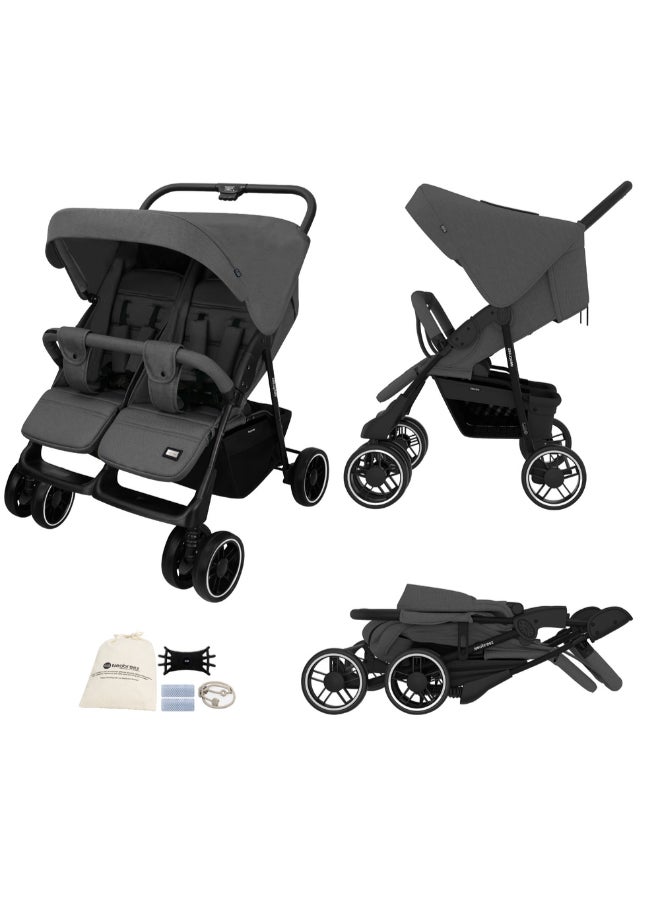 neobreez DUADX Sibling/Twin/Double Side by Side Baby Toddler Stroller,  Compact Baby Trolley Pushchair, One-Hand Fold,  Waterproof UPF 50+ Canopy, 0-3yrs,  30kg, 3yrs Warranty - Image 1