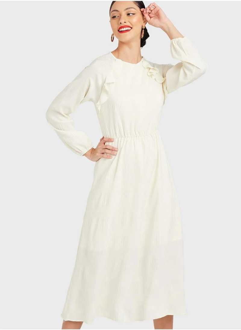 Styli Tiered Puff Sleeve Dress