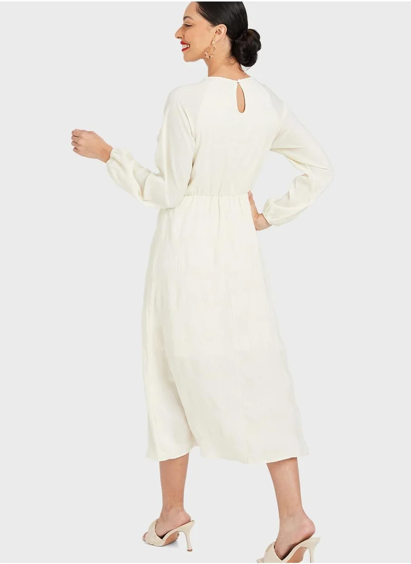 Styli Tiered Puff Sleeve Dress