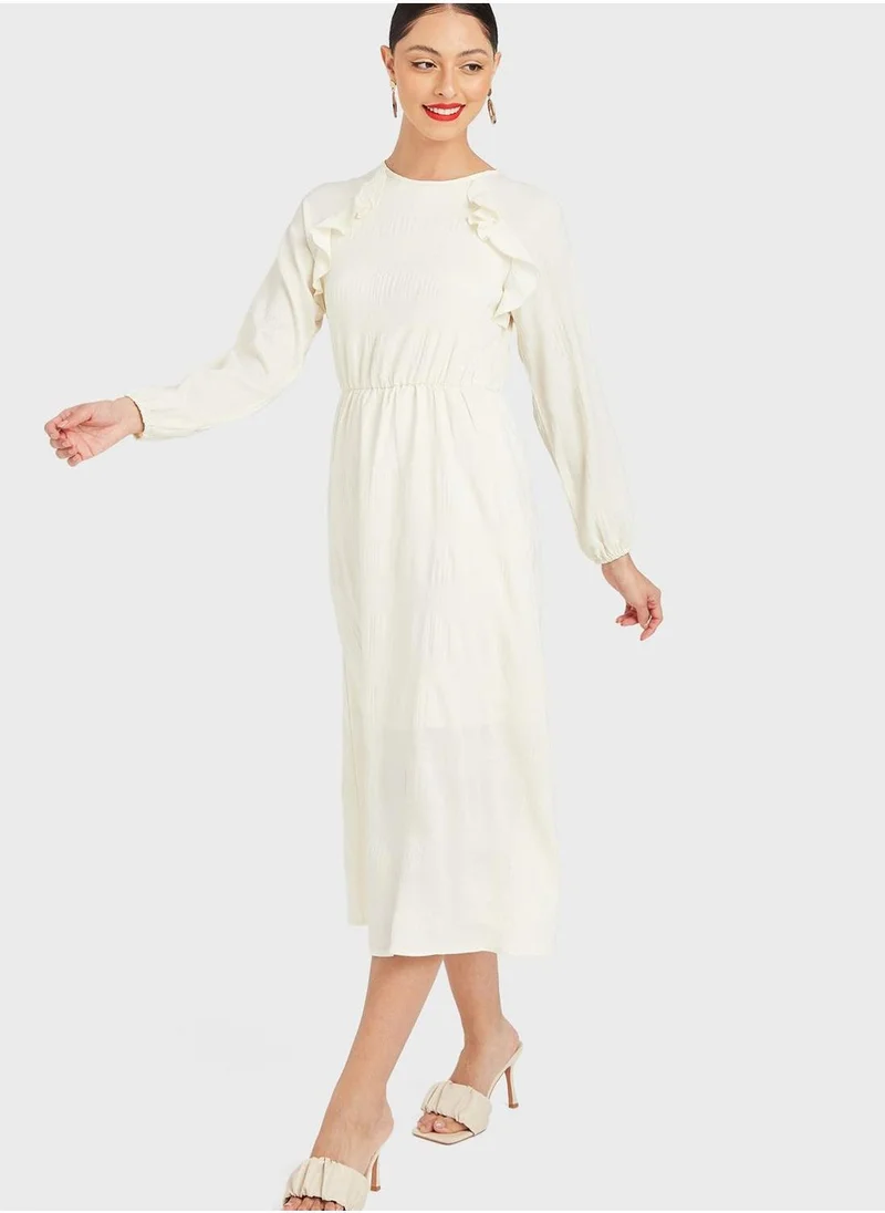Styli Ruffle Trimmed Dress