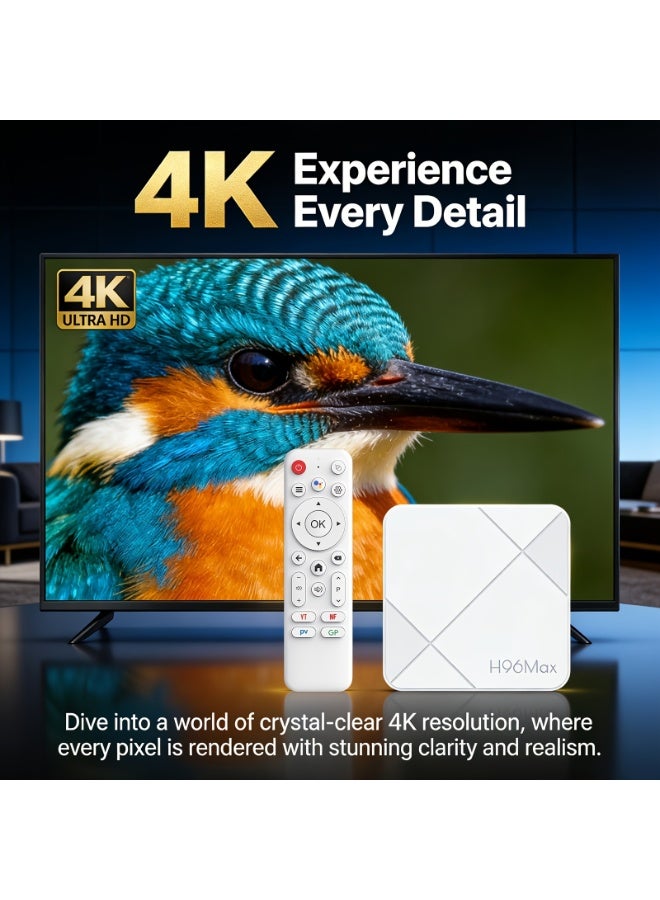 H96 Max Android 14 Smart TV Box, 2GB RAM 16GB ROM, RK3528 Quad Core A53, 4K 3D HDR10 Support, WiFi6 BT 5.0, 4K@60Fps HD, 100M Ethernet, Voice Assistant, Media Player, Mirroring Cast - Image 2