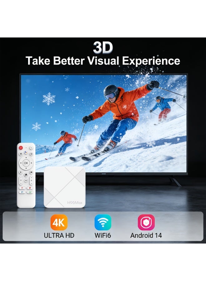 H96 Max Android 14 Smart TV Box, 2GB RAM 16GB ROM, RK3528 Quad Core A53, 4K 3D HDR10 Support, WiFi6 BT 5.0, 4K@60Fps HD, 100M Ethernet, Voice Assistant, Media Player, Mirroring Cast - Image 3