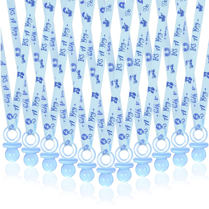 ZYFLSQ 36 Pieces Baby Shower Pacifiers Necklace, Cute Acrylic Pacifier Necklaces for Baby Shower Games Boy Charm, Party Favors, Decorations DIY, Gender Reveal Table Scatter(Blue) - Image 1