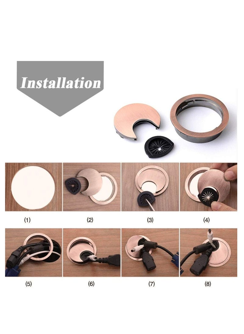 Oasisgalore - 4-Pack 50mm Metal Desk Grommet Kit, Wire Hole Cover for Home & Office Desktops - Image 1