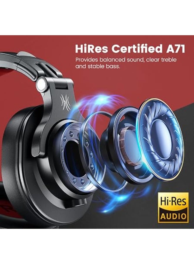 OneOdio A71 Hi-Res Studio Recording Headphones - Wired Over Ear Headphones with SharePort, Professional Monitoring & Mixing Foldable Headphones with Stereo Sound - Black - Image 4