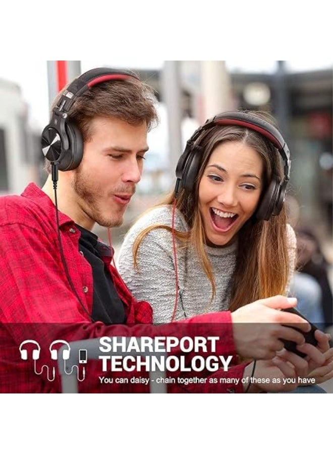 OneOdio A71 Hi-Res Studio Recording Headphones - Wired Over Ear Headphones with SharePort, Professional Monitoring & Mixing Foldable Headphones with Stereo Sound - Black - Image 5