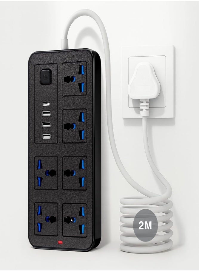 BELLSBERRY موزع طاقة متعدد المآخذ مع منافذ USB وحماية من زيادة التيار للاستخدام المنزلي والمكتبي - Image 1