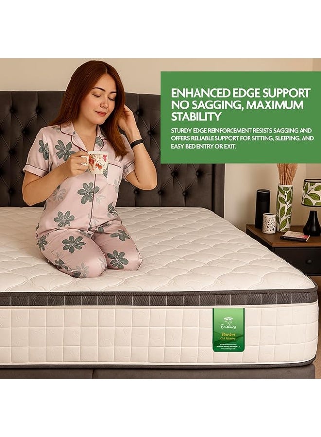 EASELIVING Hybrid Gel Memory Foam Mattress - 30cm Queen Size Medium Firm Mattress | Pocket Spring Mattress with Cooling Comfort, Edge Support and Pressure Relief | 10-Year Warranty (160x200 cm) - Image 3