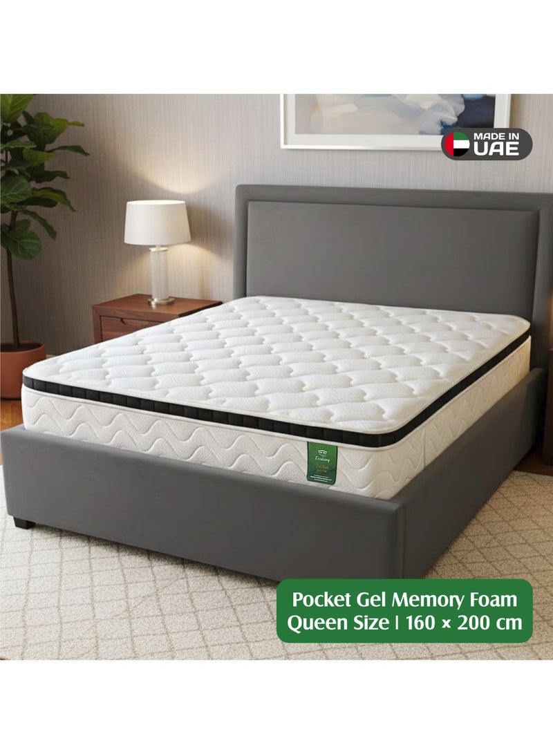 EASELIVING Hybrid Gel Memory Foam Mattress - 30cm Queen Size Medium Firm Mattress | Pocket Spring Mattress with Cooling Comfort, Edge Support and Pressure Relief | 10-Year Warranty (160x200 cm) - Image 1