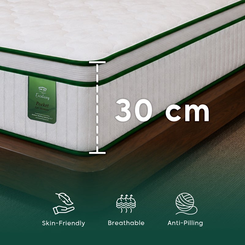 Easeliving Hybrid Gel Memory Foam Mattress 160x200 cm - 30 cm Thick Firm Support Pocket Spring Mattress with Motion Isolation | Edge Support & Pressure Relief | Queen Mattress for All Sleepers - Image 2