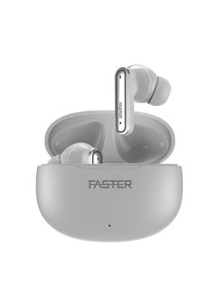 Faster QuestX Wireless Earbuds with Noise Cancellation (ANC+ENC) - 6 Hours Playtime with Bluetooth 5.3 - IPX4 Water Resistant - Gaming Bluetooth Earphones with Ultra-Low Latency - Deep Bass, Touch Control - For Exercise, Gym - Compatible with iPhone & Android (White)  - Image 1