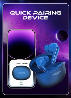 Faster QuestX Wireless Earbuds with Noise Cancellation (ANC+ENC) - 6 Hours Playtime with Bluetooth 5.3 - IPX4 Water Resistant - Gaming Bluetooth Earphones with Ultra-Low Latency - Deep Bass, Touch Control - For Exercise, Gym - Compatible with iPhone & Android (White)  - Image 4