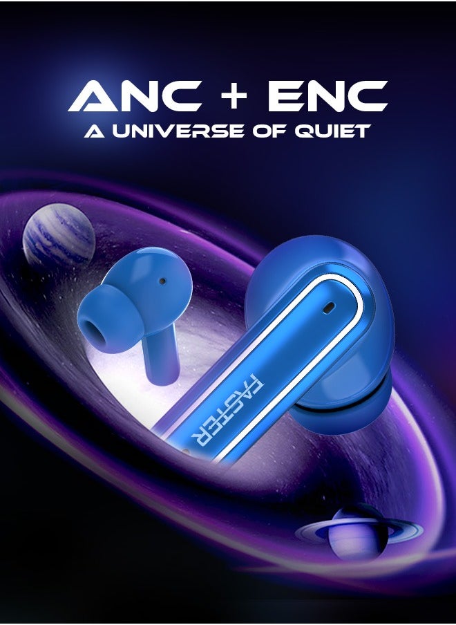 Faster - QuestX Wireless Earbuds with Noise Cancellation (ANC+ENC) - 6 Hours Playtime with Bluetooth 5.3 - IPX4 Water Resistant - Gaming Bluetooth Earphones with Ultra-Low Latency - Deep Bass, Touch Control - For Exercise, Gym - Compatible with iPhone & Android (White) - Image 1