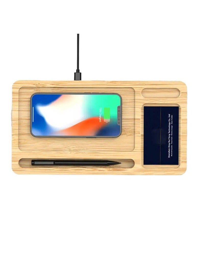 Woodwave Pad With Wireless Charger Multi-Function Desk Organizer  - Image 1