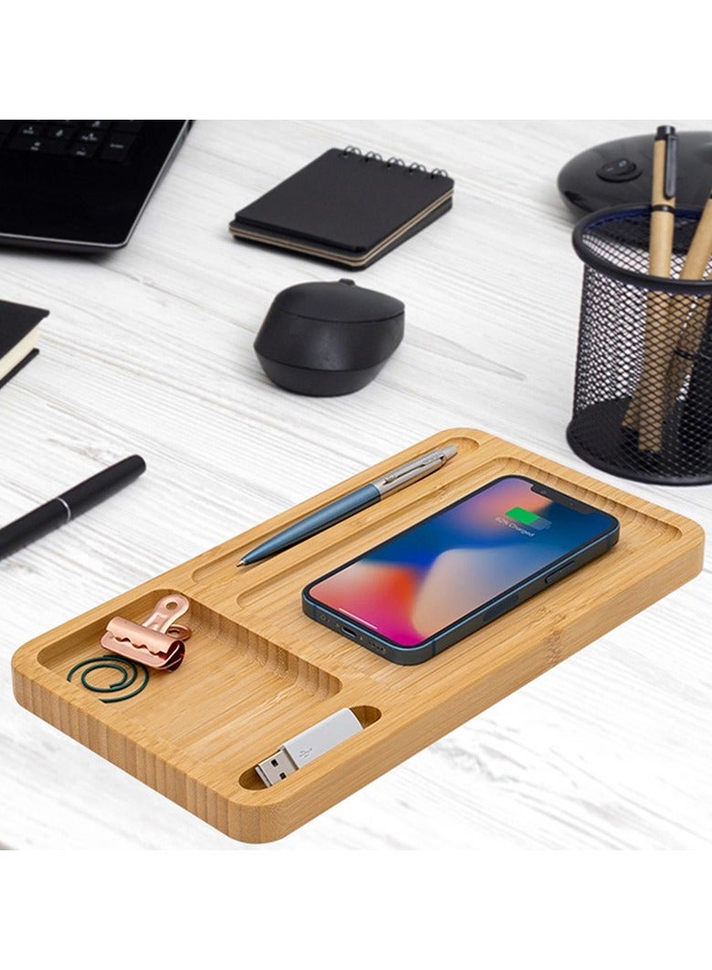 Woodwave Pad With Wireless Charger Multi-Function Desk Organizer  - Image 2