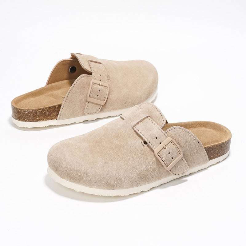 Project Cloud 100% Genuine Leather Footbed Clogs for Women - Memory Foam Arch Support Slippers for Women - Trendy Slip-ons Women's Mules & Clogs Sandals (Benton,FOSSSUEDE,5.5M) - Image 3