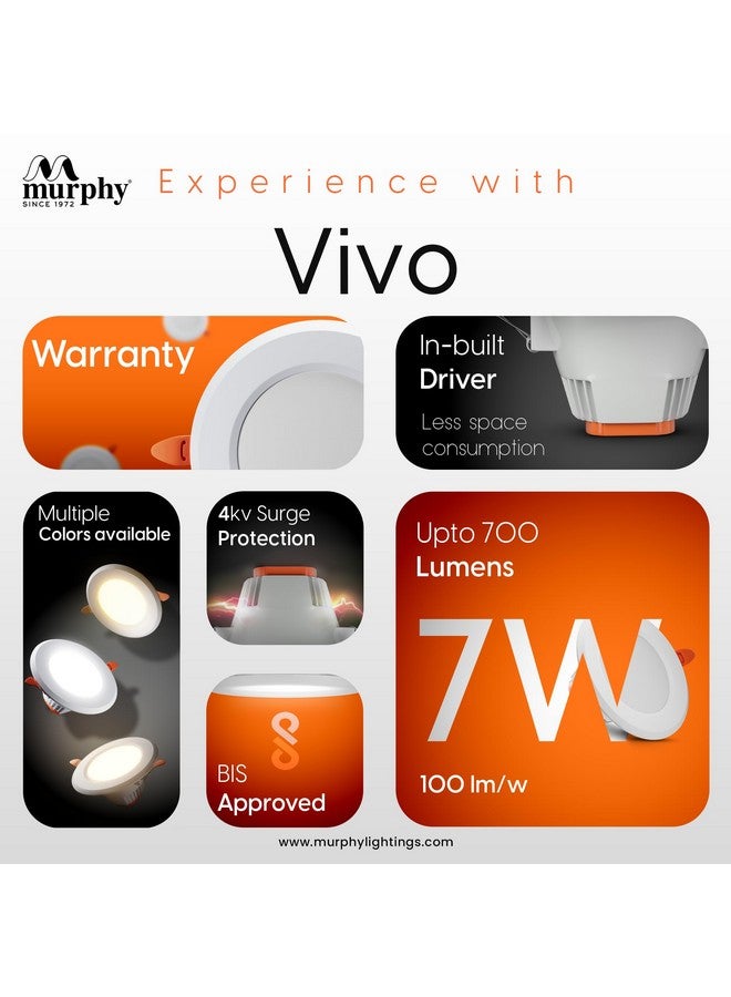 MURPHY Murphy Vivo 7W LED Down Light, Cool White Light, Round, Pack of 15, Recessed Ceiling LED Light, Suited for 3 inch Junction Box (2 Years Warranty)  - Image 3