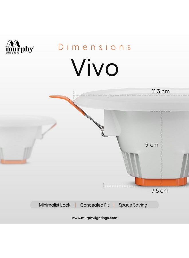 MURPHY Murphy Vivo 7W LED Down Light, Cool White Light, Round, Pack of 15, Recessed Ceiling LED Light, Suited for 3 inch Junction Box (2 Years Warranty)  - Image 4