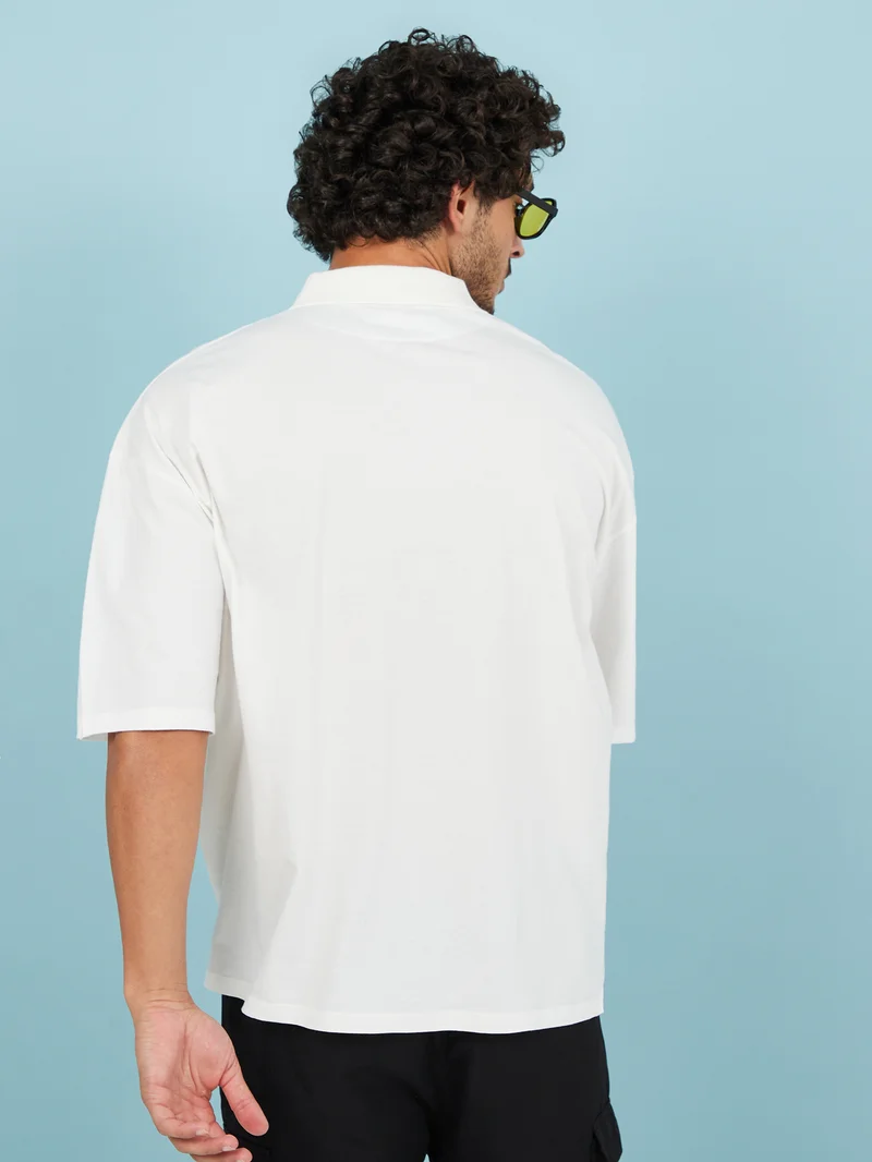 Styli Big Text Graphic Printed Oversize Polo