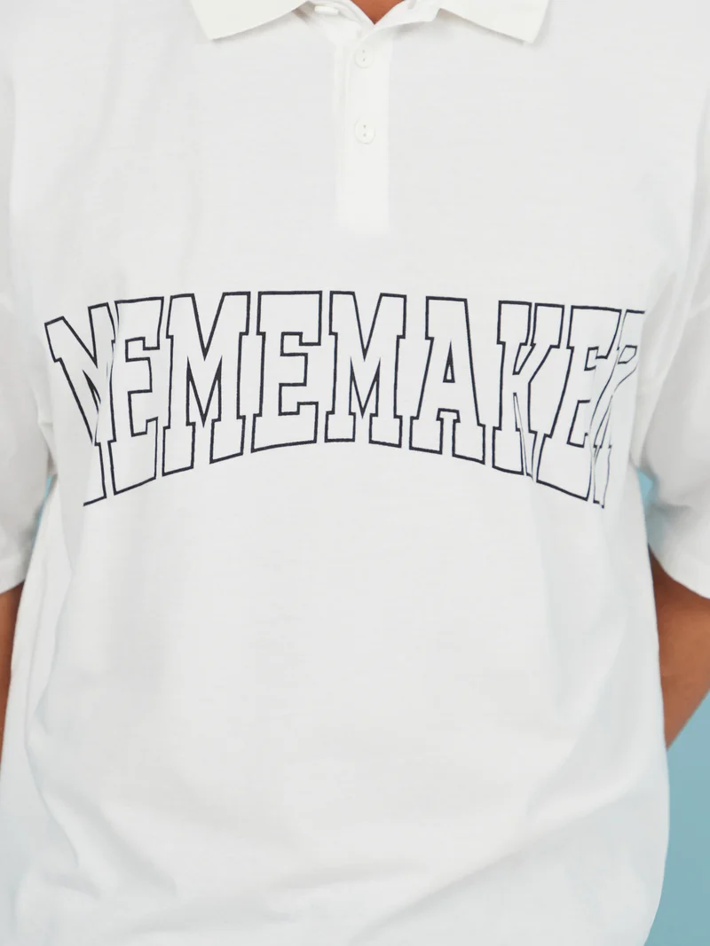 Styli Big Text Graphic Printed Oversize Polo