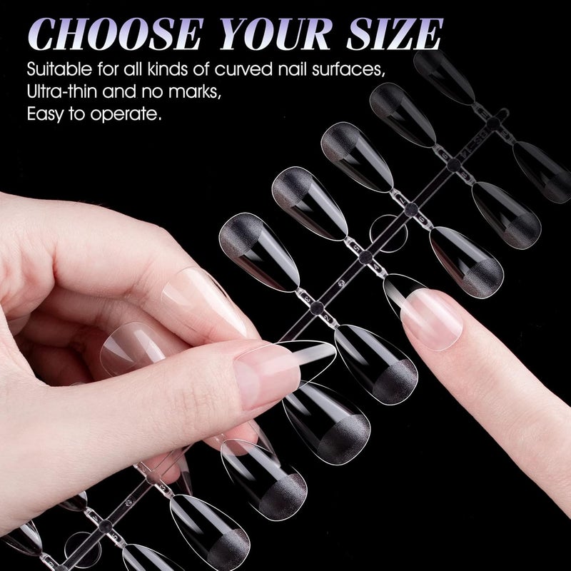 Gelike EC False Nail Tip Kit, Soft Gel Full Cover for Soak Off Nail Extensions, Clear Gelly Tips Pre-buff PMMA False Press on Nail Tips, 12 Sizes-SHORT ALMOND 240PCS - Image 4