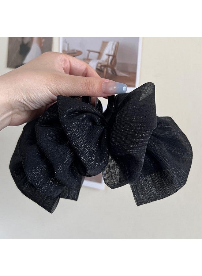 ويوپار مشابك شعر كبيرة من الشيفون الحريري من Wiwpar، مشابك شعر على شكل موزة، حامل ذيل حصان، مشبك مخلب، مشابك فك مخلب، مشابك شعر فرنسية، إكسسوارات شعر الهالوين للنساء والفتيات (أسود) - Image 4