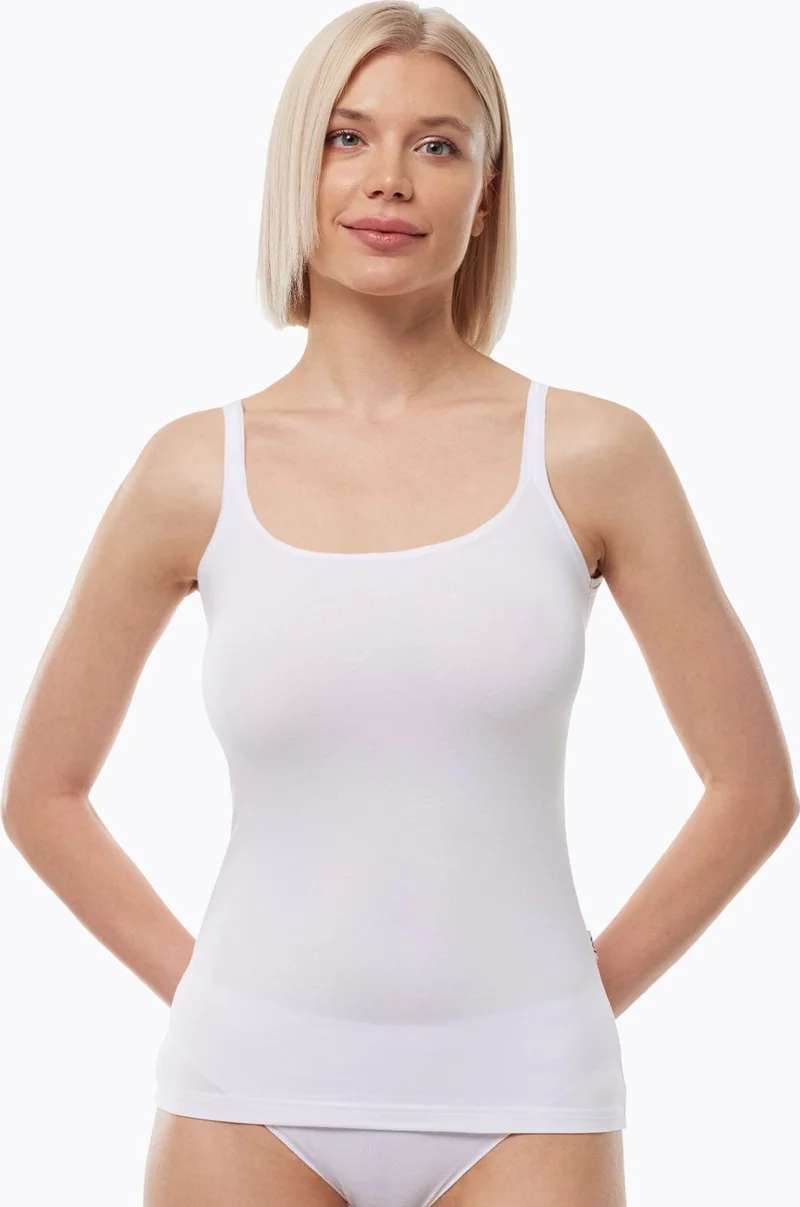 Malabadi Women's White Thin Strap Backless Modal Tank Top 1034