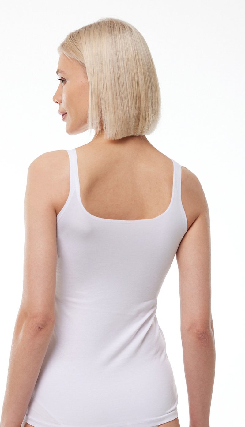 Malabadi Women's White Thin Strap Backless Modal Tank Top 1034  - Image 2