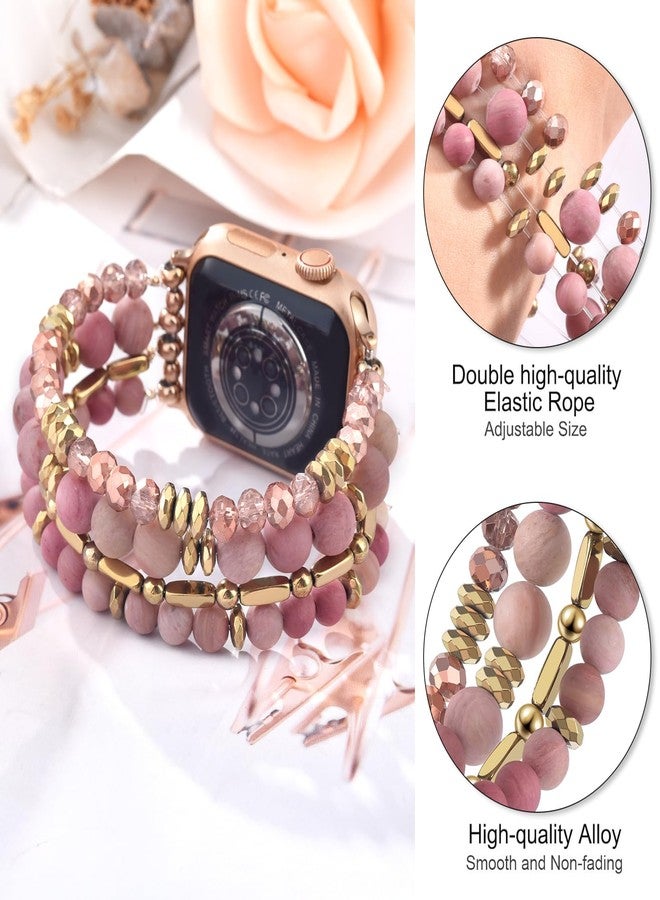 VISOOM Beaded Boho Bracelet Compatible for Apple Watch Band 40mm/38mm/41mm/42mm Series11 10 9 8 7 SE Series 6/5/4 Women Fashion Cute Handmade Crystal Beads Watch Strap for iWatch Bands Series 3/2/1 - Image 3
