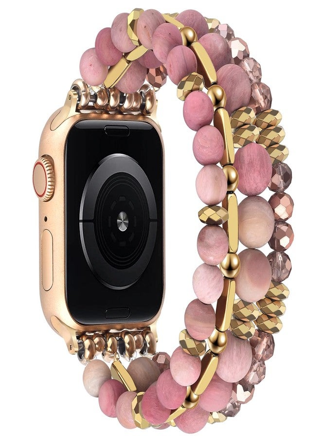 VISOOM Beaded Boho Bracelet Compatible for Apple Watch Band 40mm/38mm/41mm/42mm Series11 10 9 8 7 SE Series 6/5/4 Women Fashion Cute Handmade Crystal Beads Watch Strap for iWatch Bands Series 3/2/1 - Image 5