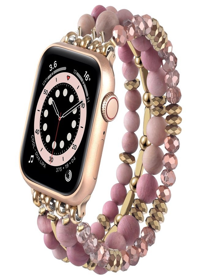 VISOOM Beaded Boho Bracelet Compatible for Apple Watch Band 40mm/38mm/41mm/42mm Series11 10 9 8 7 SE Series 6/5/4 Women Fashion Cute Handmade Crystal Beads Watch Strap for iWatch Bands Series 3/2/1 - Image 1