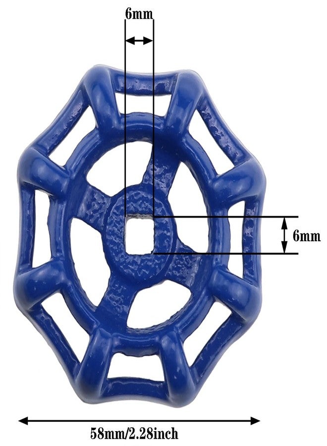 AYLIFU 1PCS Metal Outside Faucet Round Wheel Handle Water Faucet Handle Hose Bib Handle Square Retractor 6x6mm (Blue) - Image 3