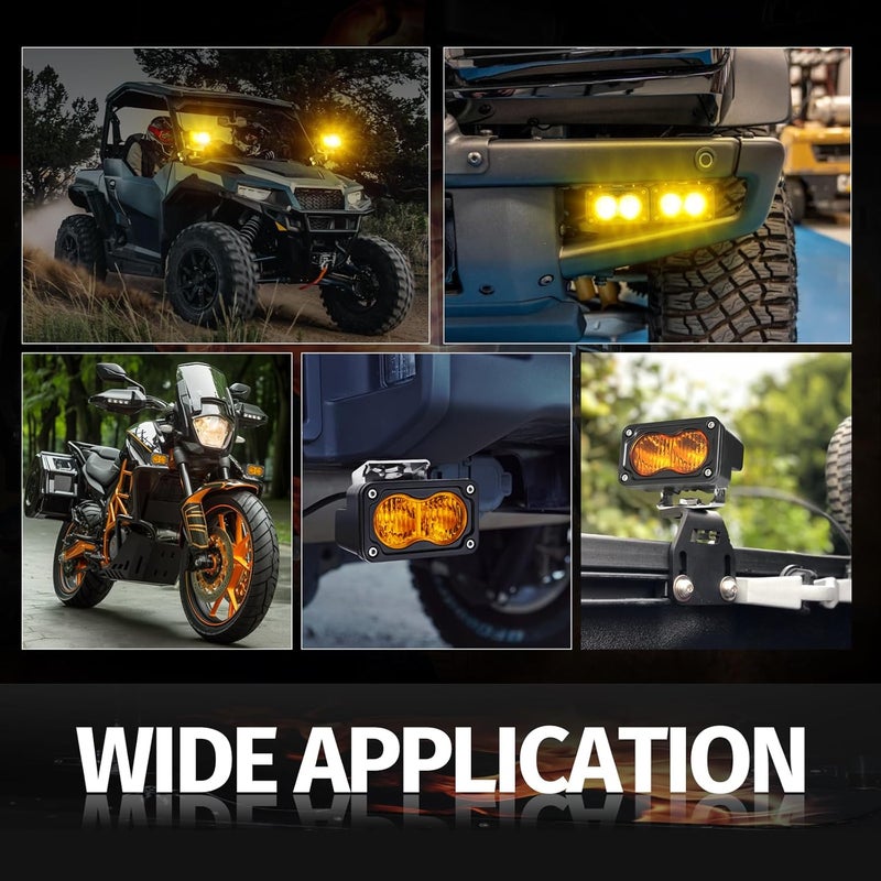 Auto Power Plus LED Pods Amber, 2PCS 40W 3 Inch Driving Light Amber Fog Light Waterproof Offroad Bumper Light Cube Super Bright Flood Work Light Pods for Truck ATV UTV SUV Motorcycle Boat - Image 2
