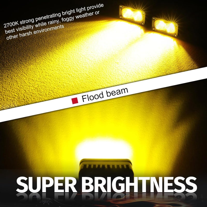 Auto Power Plus LED Pods Amber, 2PCS 40W 3 Inch Driving Light Amber Fog Light Waterproof Offroad Bumper Light Cube Super Bright Flood Work Light Pods for Truck ATV UTV SUV Motorcycle Boat - Image 4