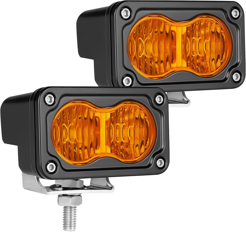 Auto Power Plus LED Pods Amber, 2PCS 40W 3 Inch Driving Light Amber Fog Light Waterproof Offroad Bumper Light Cube Super Bright Flood Work Light Pods for Truck ATV UTV SUV Motorcycle Boat - Image 1