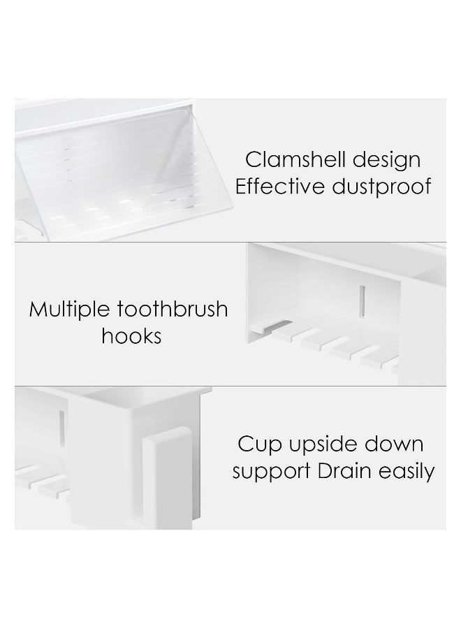 Wallmount Toothbrush Holder, 5 Slots with Cover, Plastic Multifunctional Toothpaste Toothbrush Organizer, Compatible with Oral-B Cross Action, Colgate Renewal, for Shower, RV, Camper(White)  - Image 4